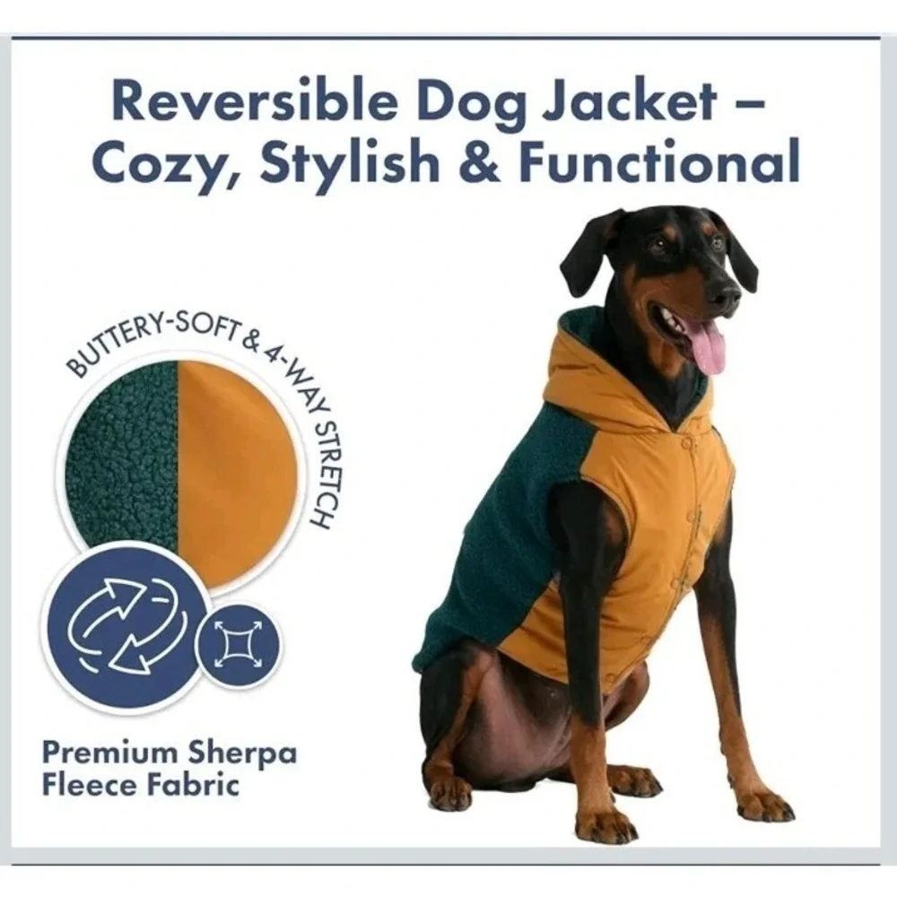 Spark Paws Orange & Green Fleece Reversible Dog Hoodie Sweater 2XL Big Dogs NEW
